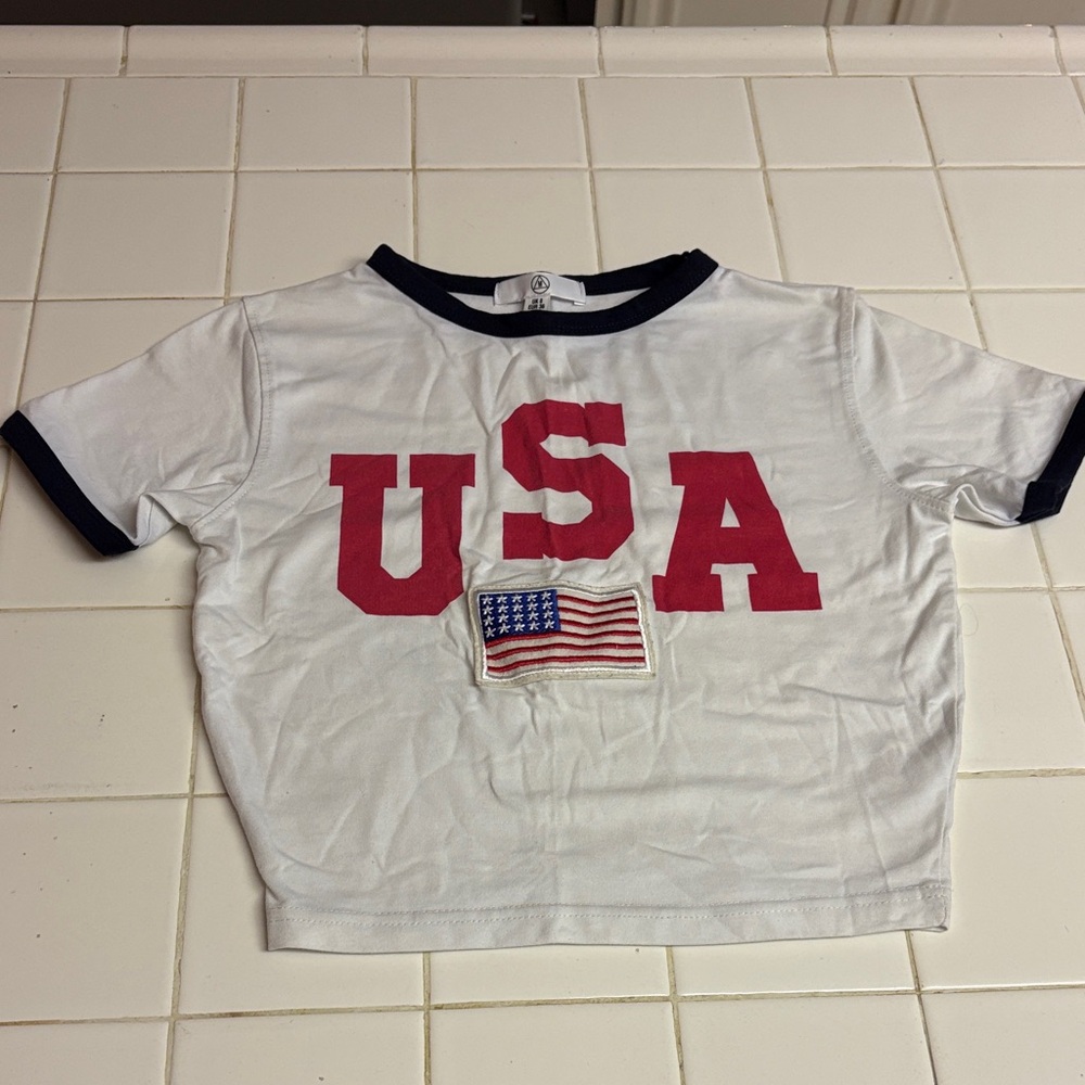 USA Flag T-Shirt - White and Red